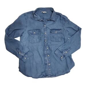 Lucky Brand Chambray Denim Shirt Size S/P Button Front